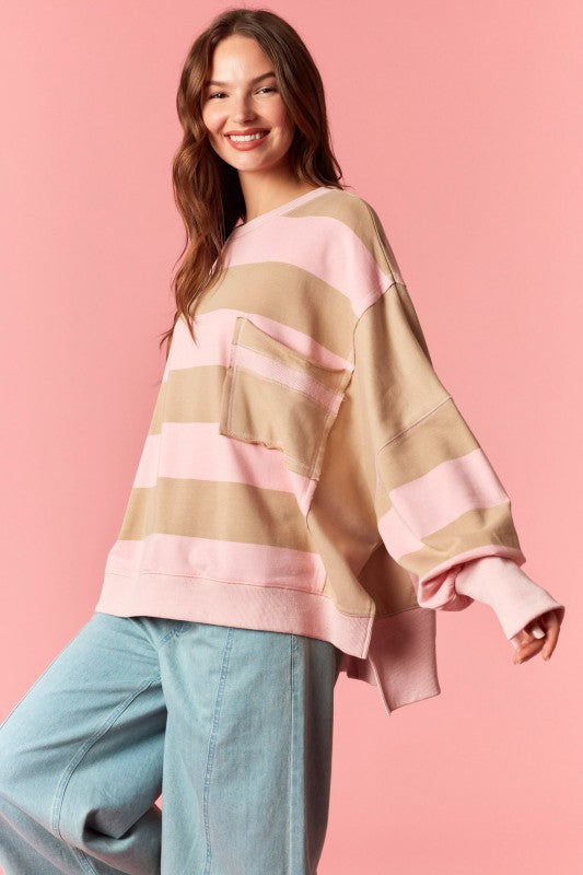 Striped Color Block Sweatshirt