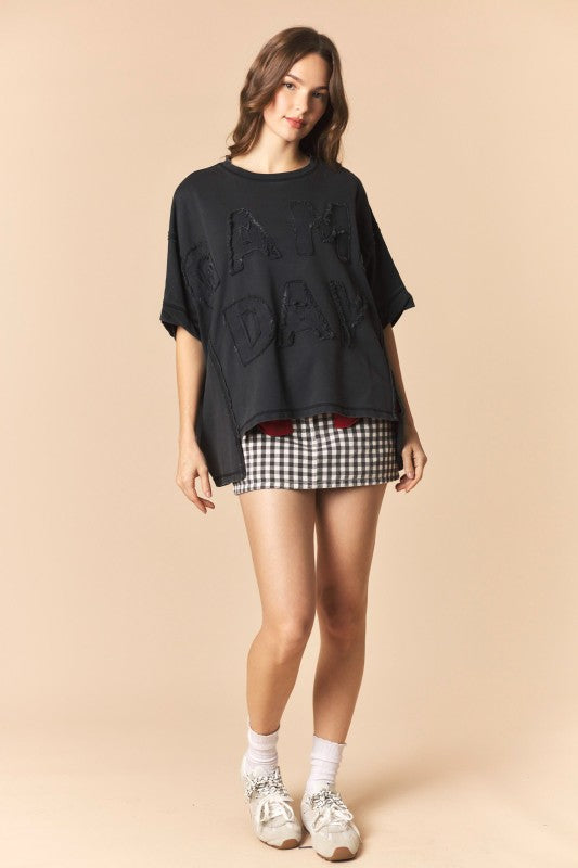 Black Game Day French Terry Top