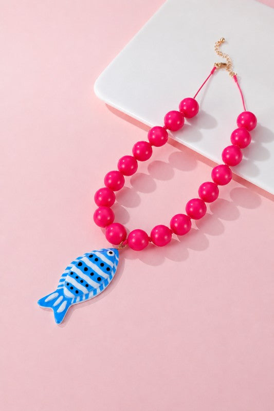 Blue Fish Pendant Necklace