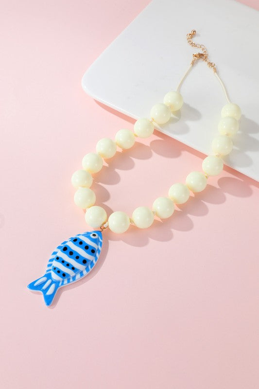 Blue Fish Pendant Necklace