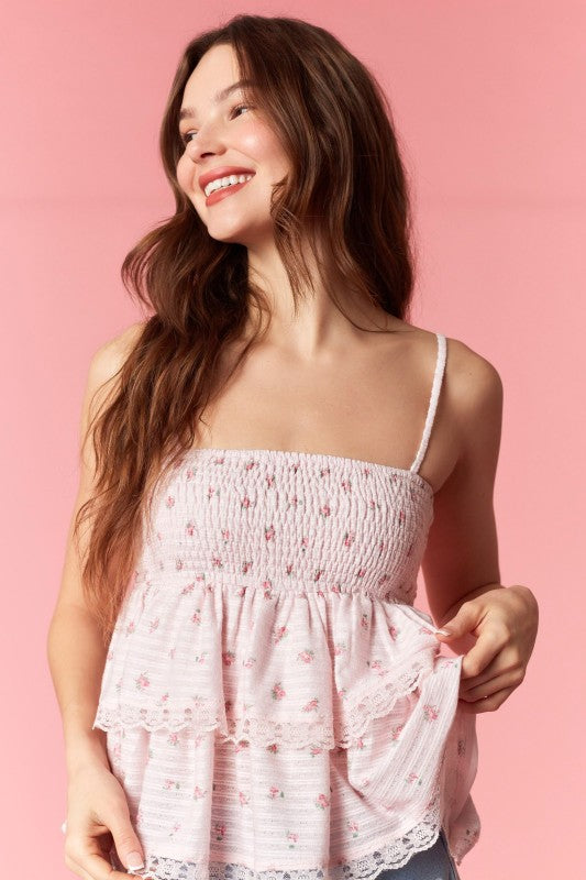 Whimsy Floral Lace Tank Top