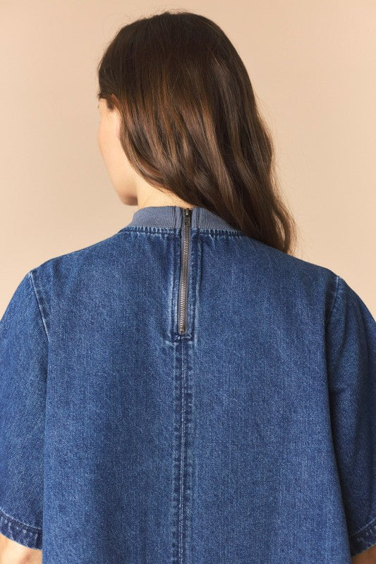 Mini Denim Football Patch Dress