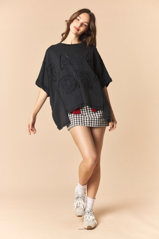 Black Game Day French Terry Top