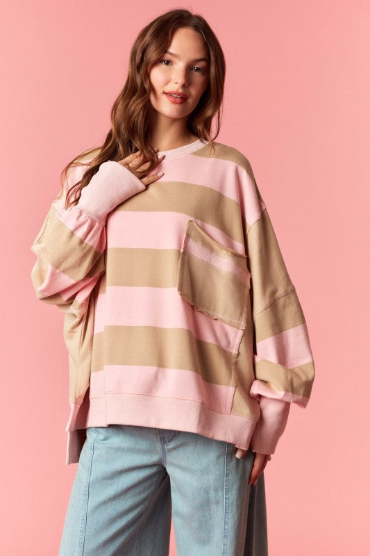 Striped Color Block Sweatshirt