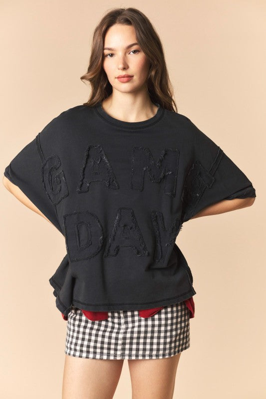 Black Game Day French Terry Top