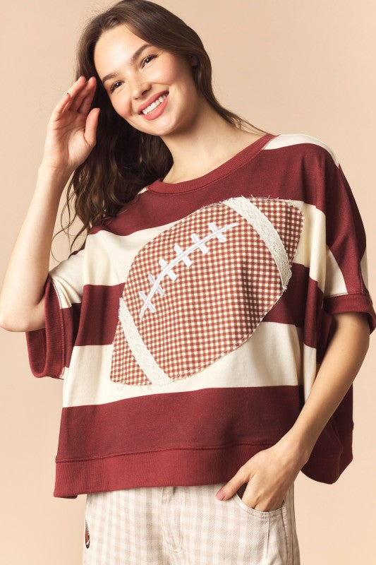 Stripes and Patches Football Top
