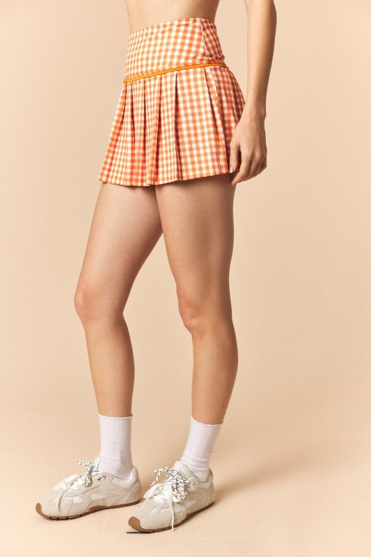 Gingham Active Pleated Skort