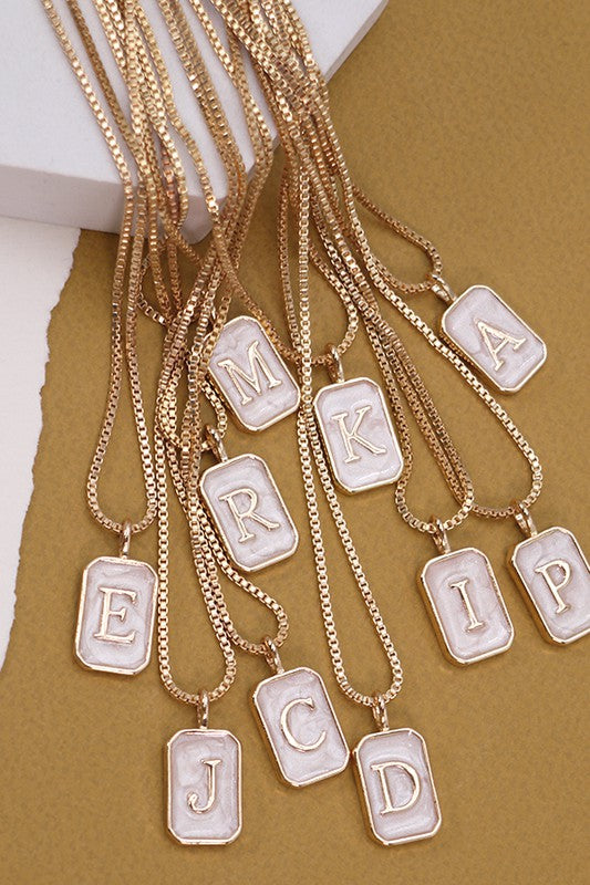 Pearly initial charm chain necklace