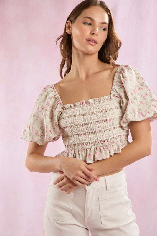 Smocked and Frills Crop Top