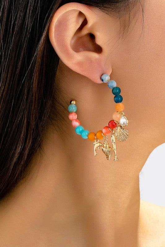 Ready for Summer Beaded Hoop Earrings