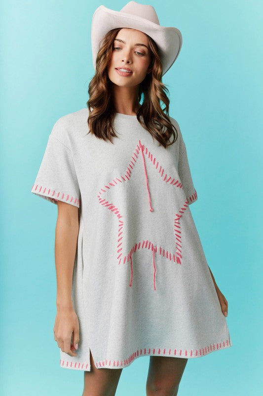 Star thread t-shirt dress