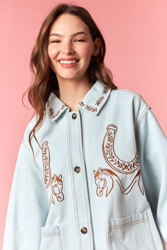 Western Embroidery Jacket with Fringe