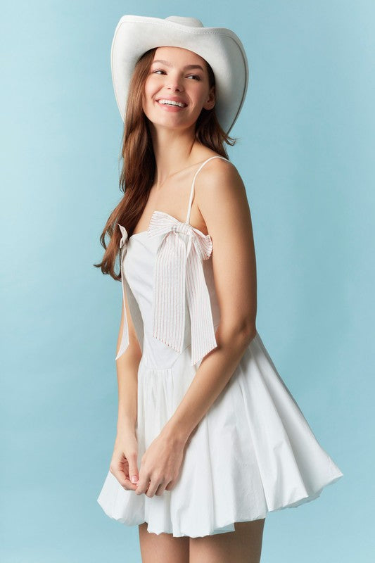 DEAL OF THE DAY- Red, White & Ribbons Bubble Hem Mini Dress