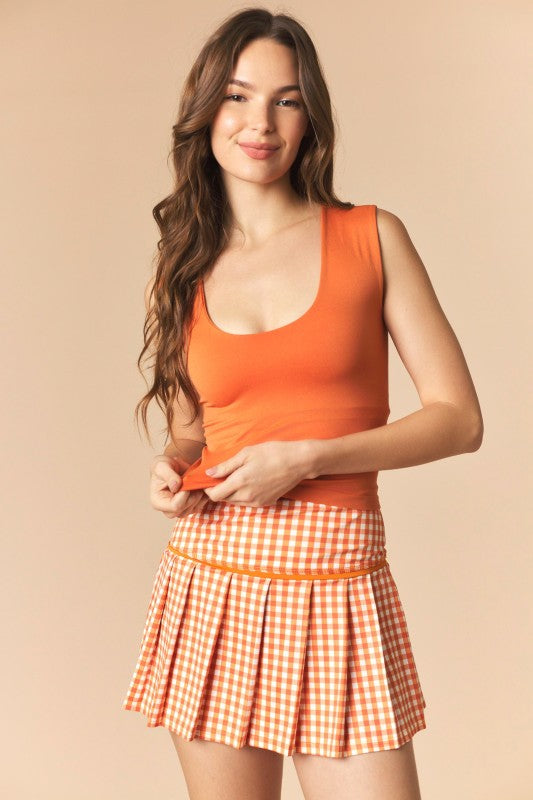 Gingham Active Pleated Skort