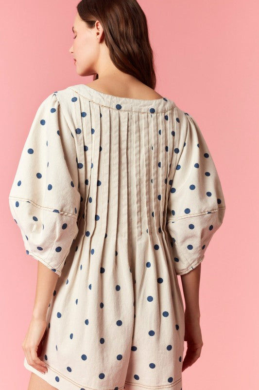 Polka Denim Romper