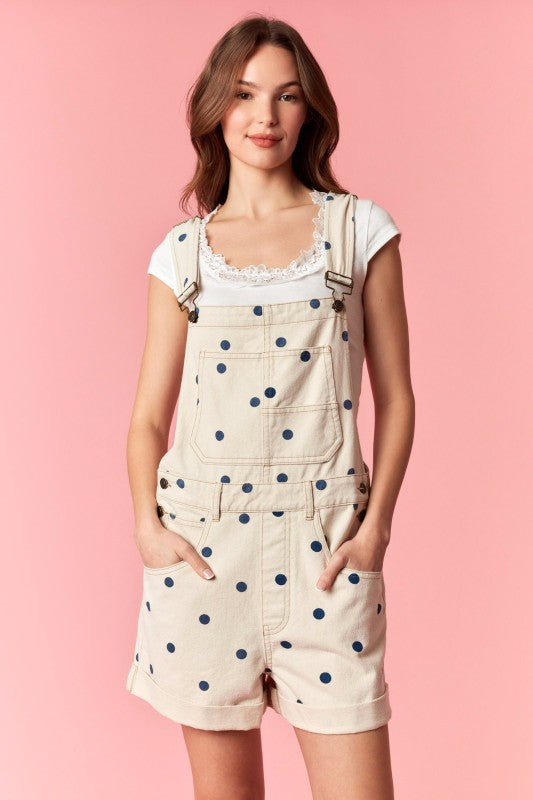 Polka Dot Denim Overalls