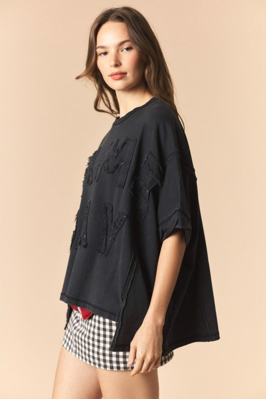 Black Game Day French Terry Top