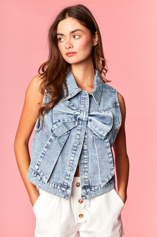 Denim Bow Vest
