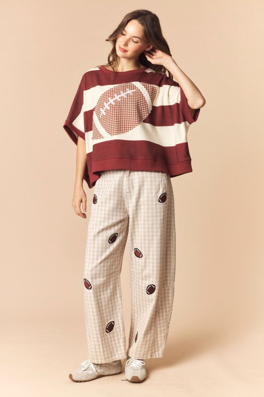 Stripes and Patches Football Top