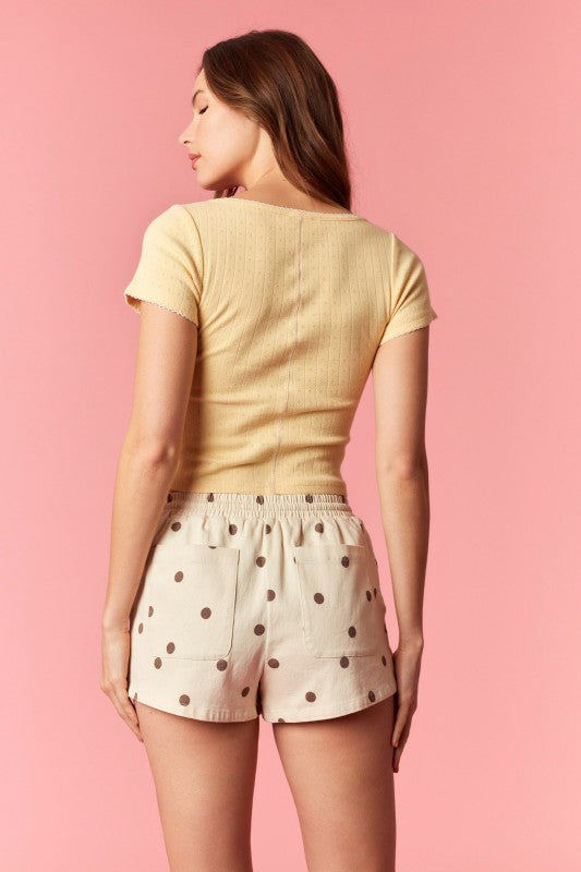 Everyday Pointelle Button Top
