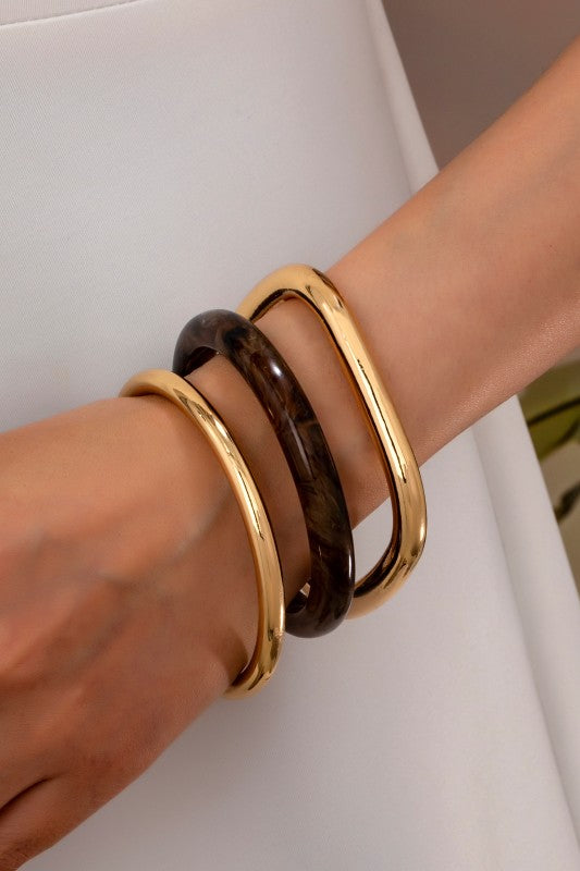 Tort and Gold Bangle Trio
