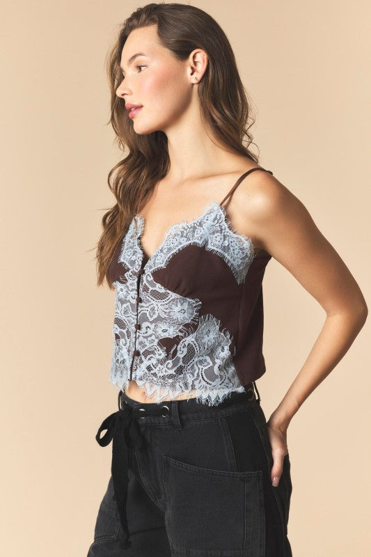 Gone for the Night Lace Tank