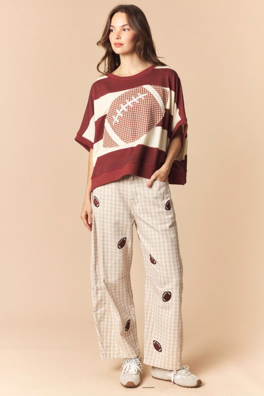 Stripes and Patches Football Top