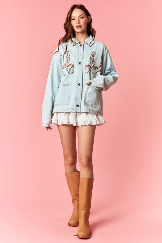 Western Embroidery Jacket with Fringe