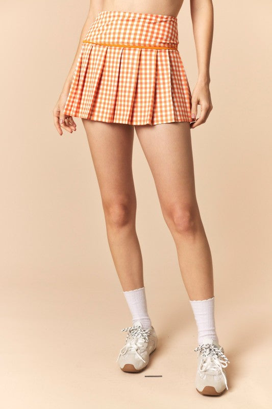 Gingham Active Pleated Skort