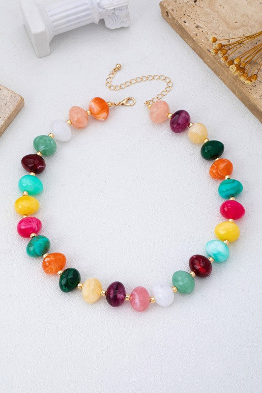 Chunky Pebble Beaded Necklace