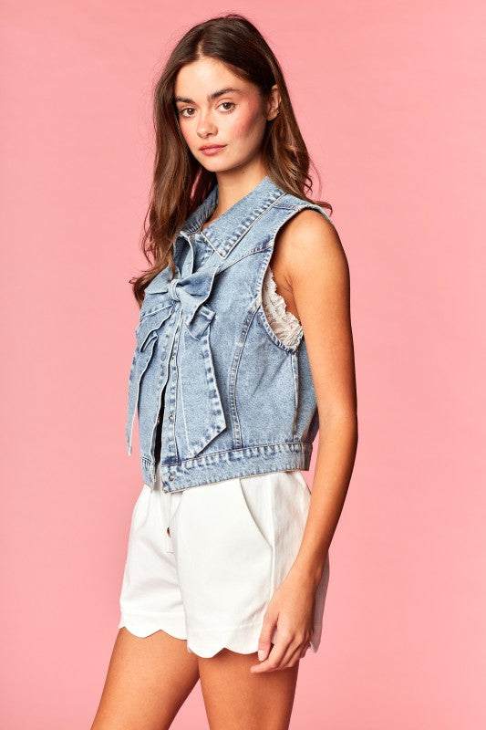 Denim Bow Vest