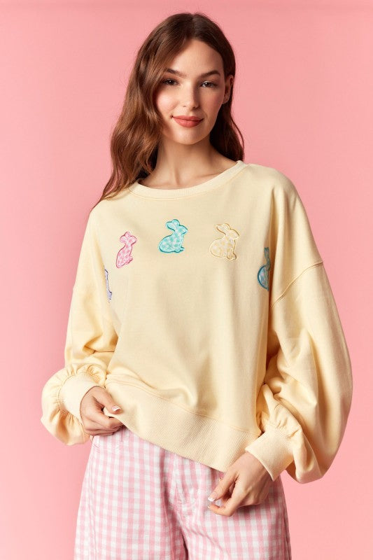 Gingham bunny barrel sleeve top