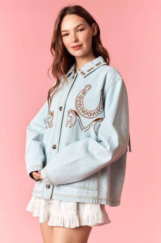 Western Embroidery Jacket with Fringe