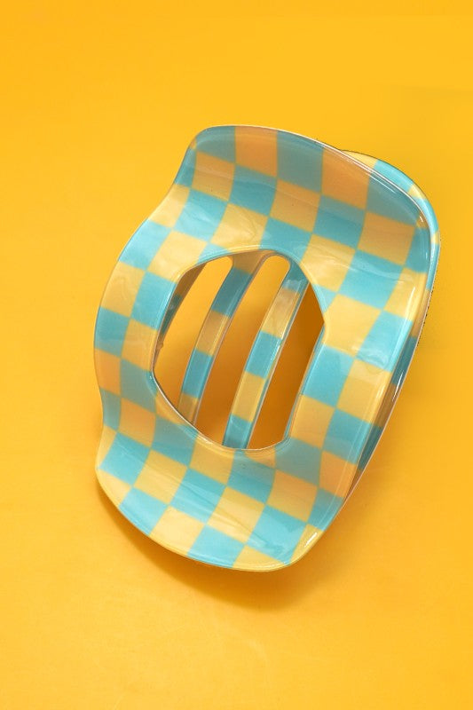 Blue and Yellow Checkered Flat Clip