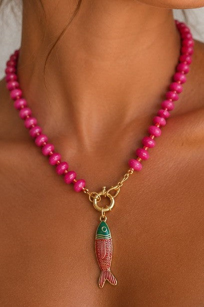 Tarnish Free Fish Beaded Necklace