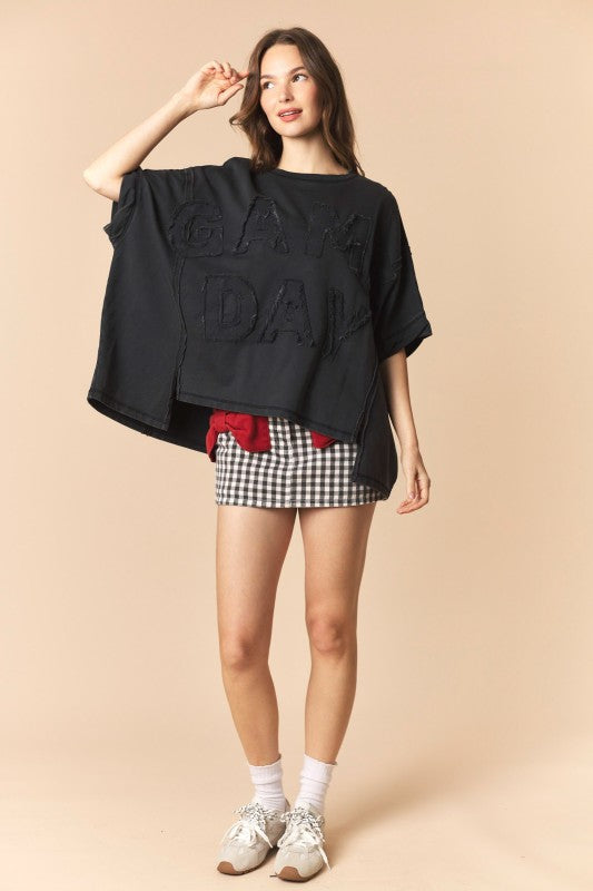 Black Game Day French Terry Top