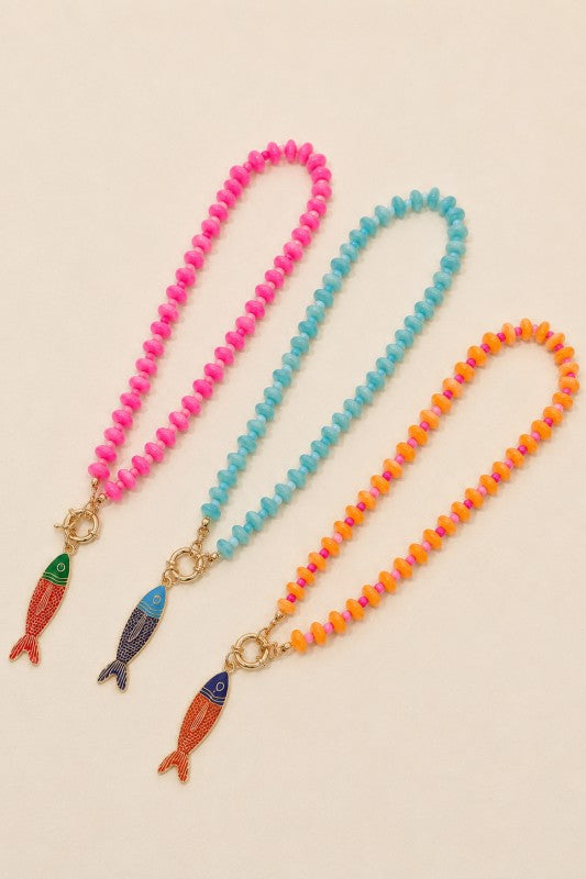 Tarnish Free Fish Beaded Necklace