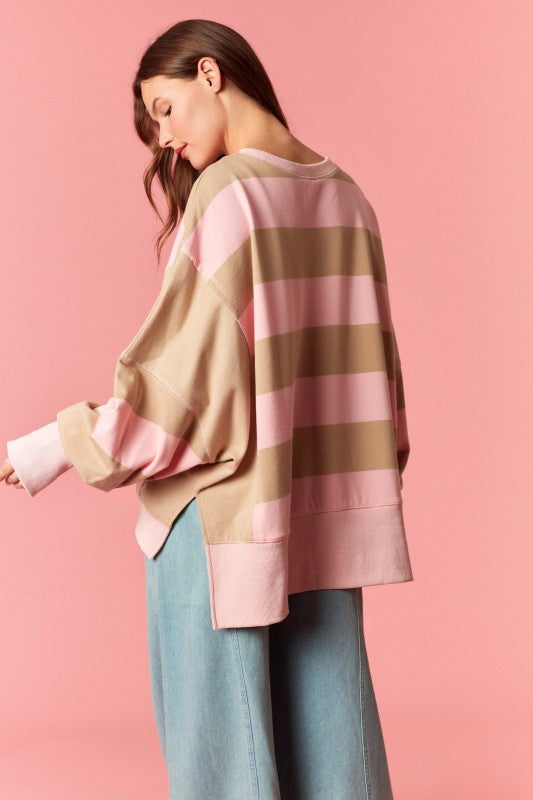 Striped Color Block Sweatshirt