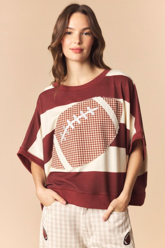 Stripes and Patches Football Top