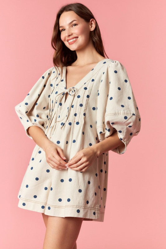 Polka Denim Romper