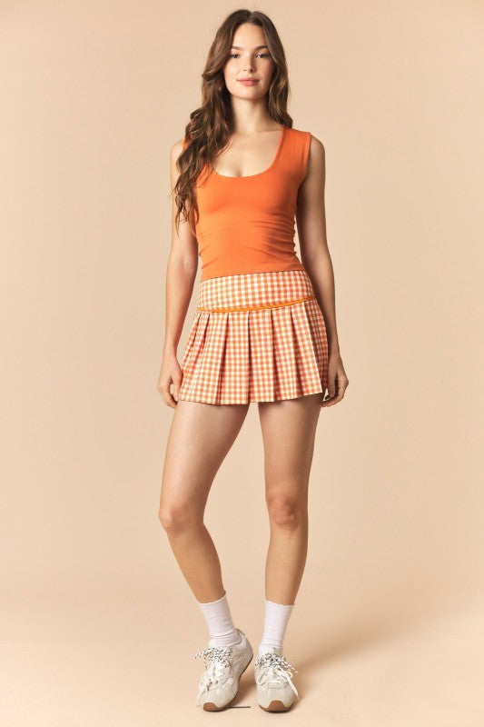 Gingham Active Pleated Skort